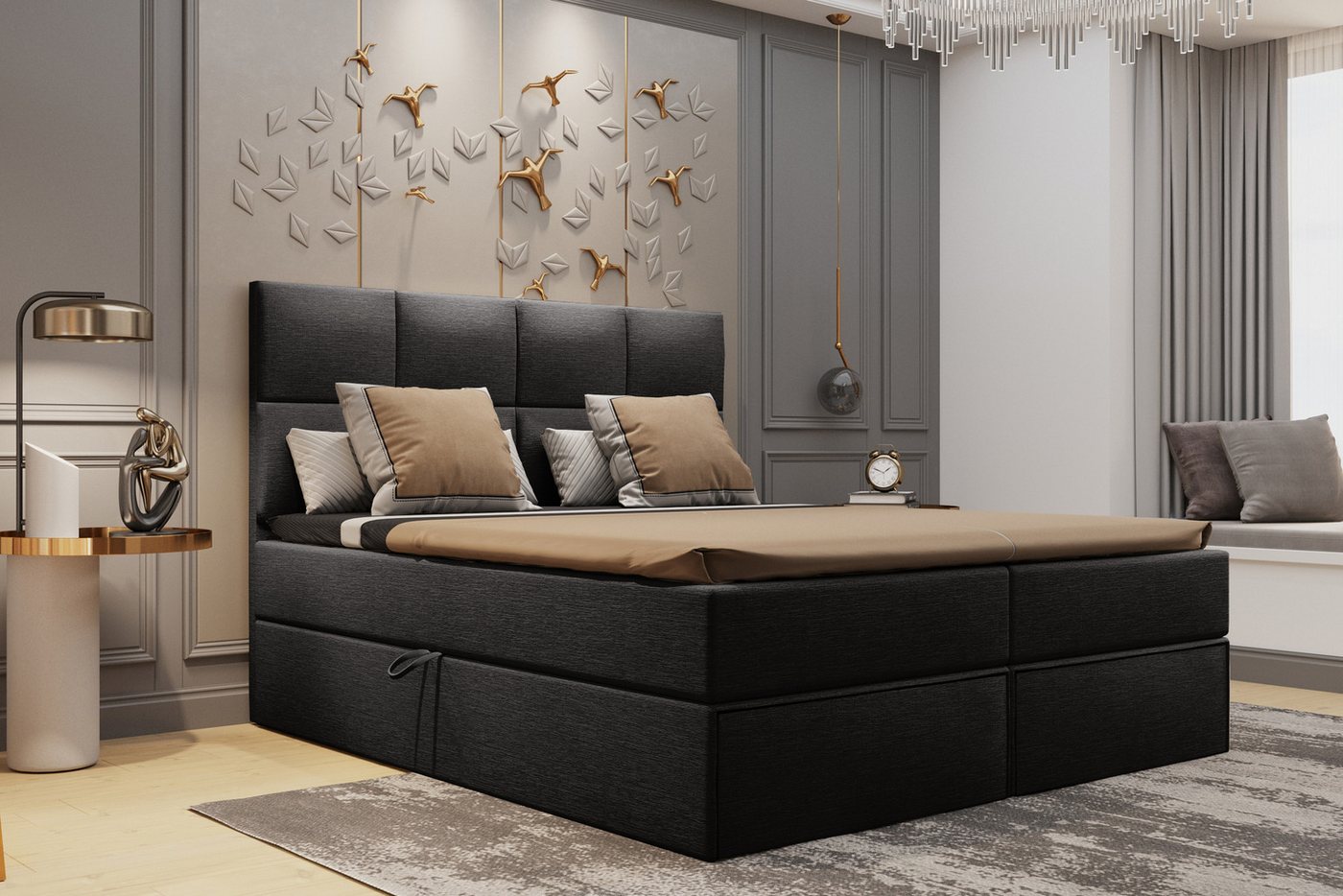 Stylefy Boxspringbett Gardellini (Schlafzimmerbett, Bett), gepolstert von Stylefy