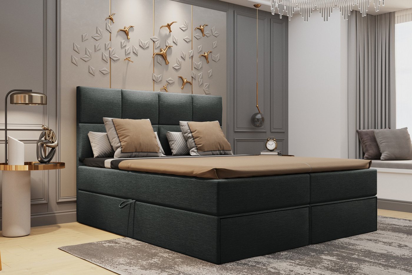 Stylefy Boxspringbett Gardellini (Schlafzimmerbett, Bett), gepolstert von Stylefy