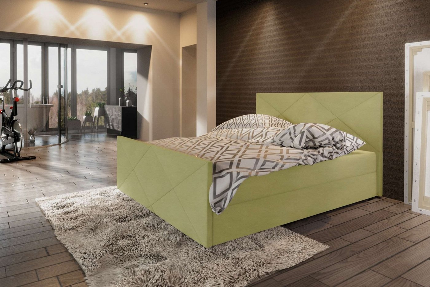 Stylefy Boxspringbett Gia (Schlafzimmerbett, Bett), 140/160/180/200 x 200 cm, mit Matratze und Topper, Bettkasten von Stylefy