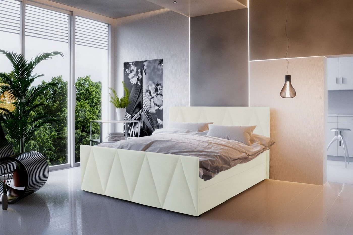 Stylefy Boxspringbett Giselle (Schlafzimmerbett, Bett), 140/160/180/200 x 200 cm, mit Matratze und Topper, Bettkasten von Stylefy