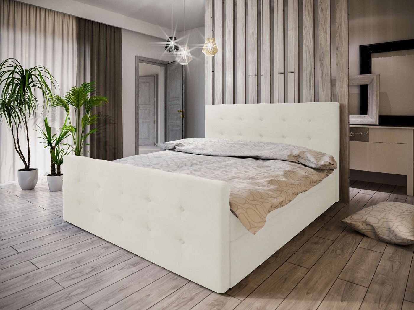 99rooms Boxspringbett Harmony (Schlafzimmerbett, Bett), 140/160/180/200 x 200 cm, mit Matratze und Topper, Bettkasten von 99rooms