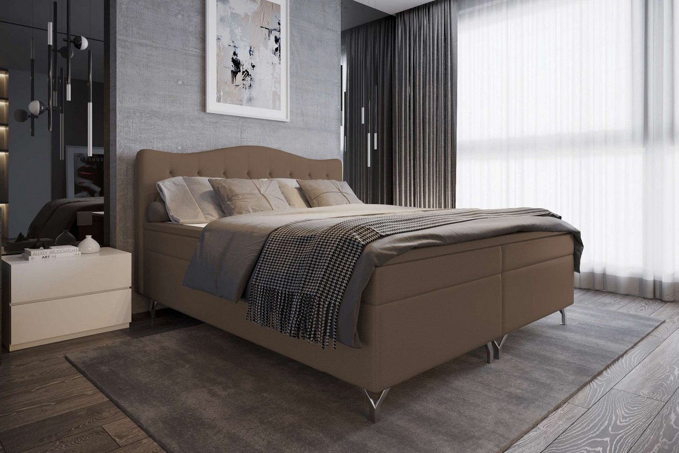 Stylefy Boxspringbett Heaven (Schlafzimmerbett, Bett), 140/160/180 x 200 cm, mit Topper, mit Bonellfederkern Matratze, Kopfteil gepolstert, Liegekomfort von Stylefy