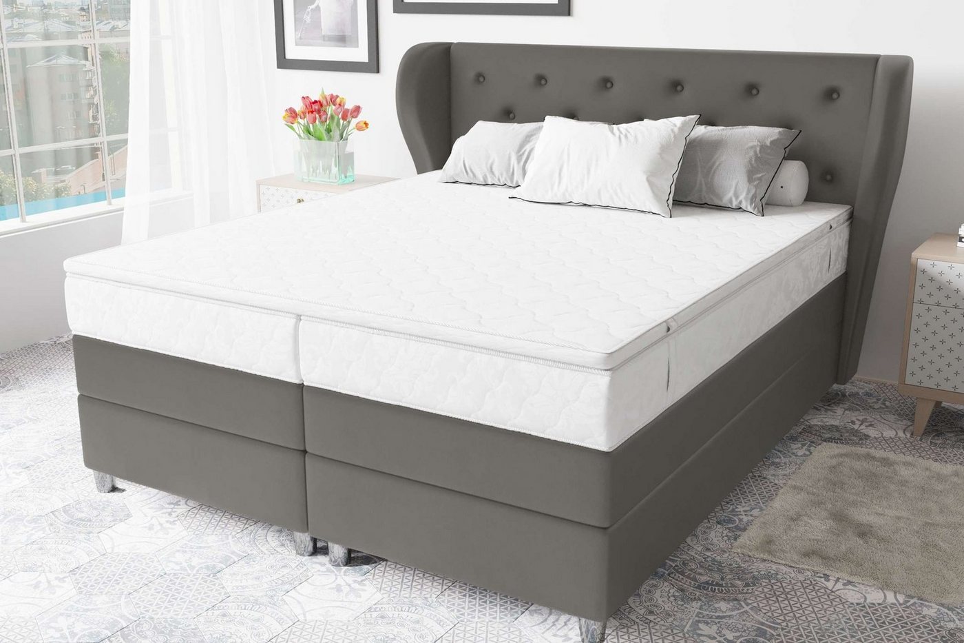 Stylefy Boxspringbett Hermes (Schlafzimmerbett, Bett), gepolstert von Stylefy