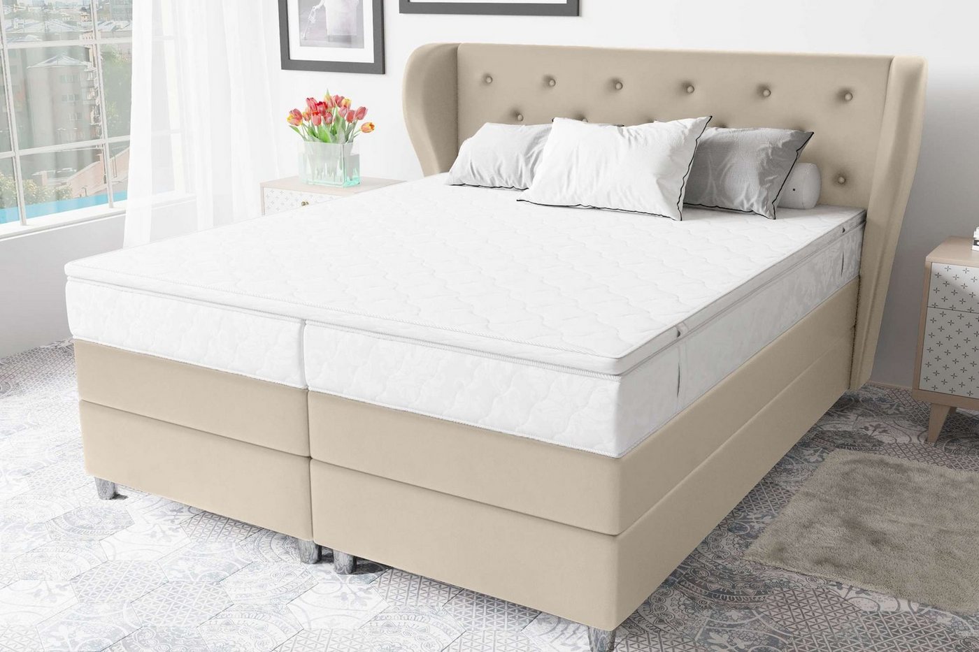 Stylefy Boxspringbett Hermes (Schlafzimmerbett, Bett), gepolstert von Stylefy