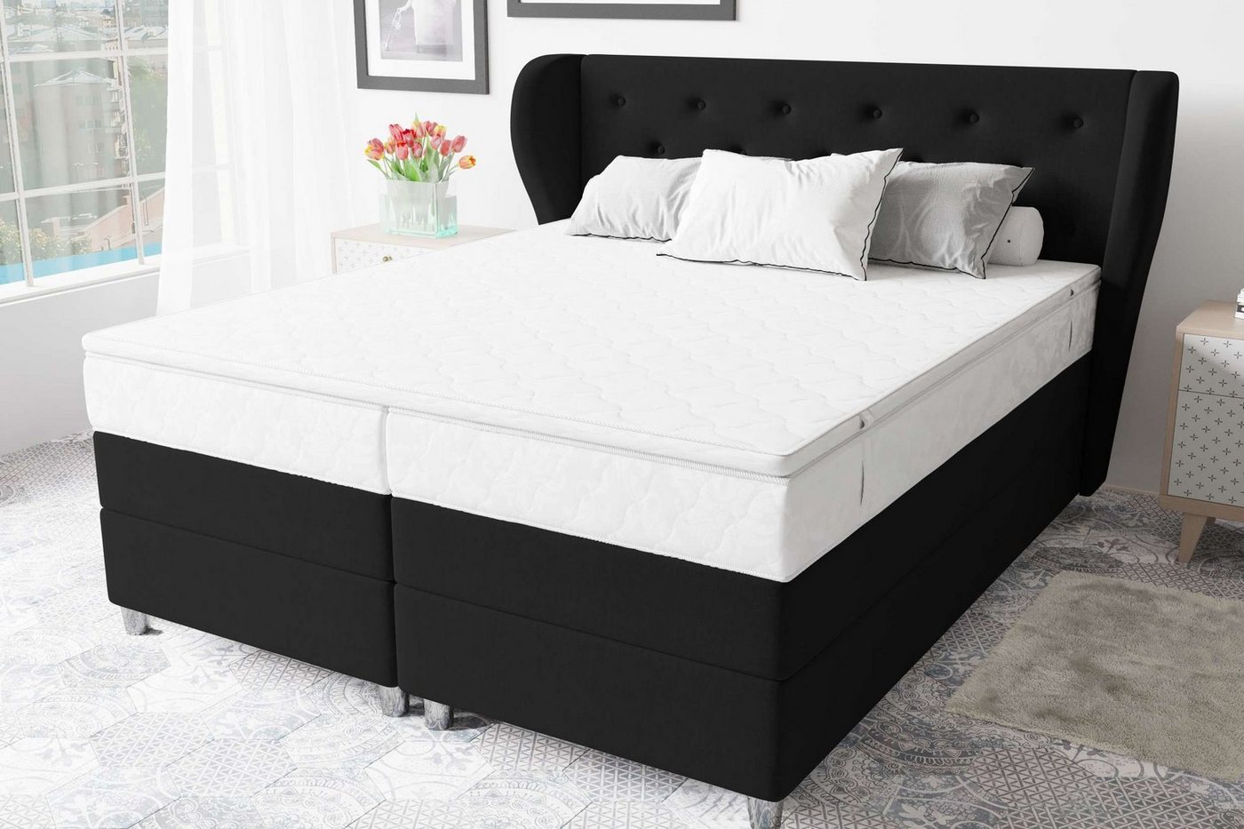 Stylefy Boxspringbett Hermes (Schlafzimmerbett, Bett), gepolstert von Stylefy