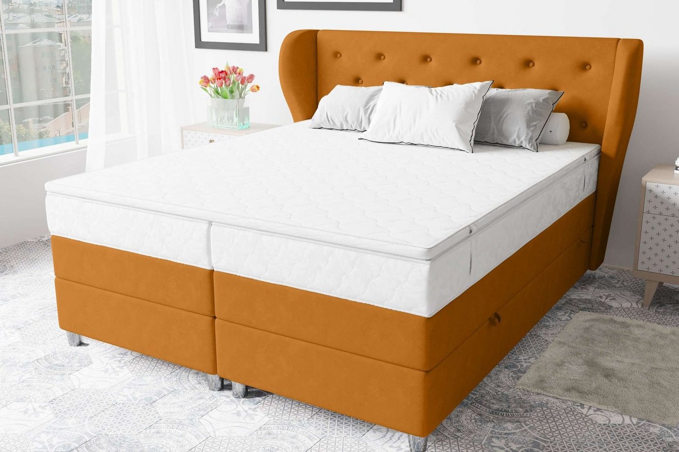 Stylefy Boxspringbett Hermes (Schlafzimmerbett, Bett), gepolstert von Stylefy