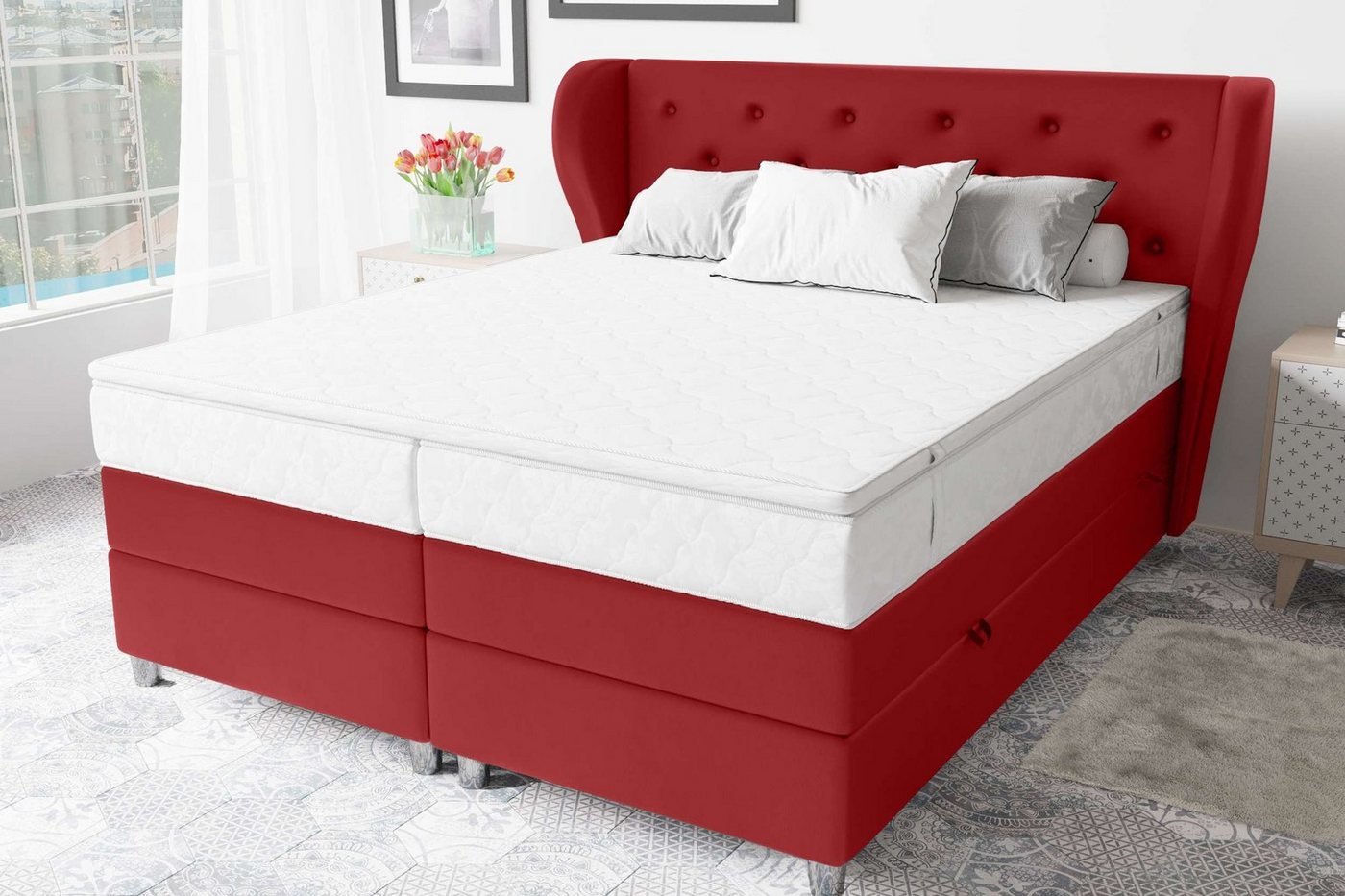 Stylefy Boxspringbett Hermes (Schlafzimmerbett, Bett), gepolstert von Stylefy