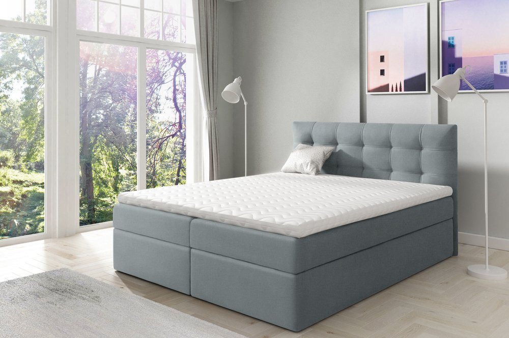 99rooms Boxspringbett Leroy (Schlafzimmerbett, Bett), 120/140/160/180/200 x 200 cm, mit Topper und Bettkasten von 99rooms