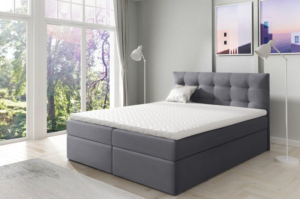 99rooms Boxspringbett Leroy (Schlafzimmerbett, Bett), 120/140/160/180/200 x 200 cm, mit Topper und Bettkasten von 99rooms