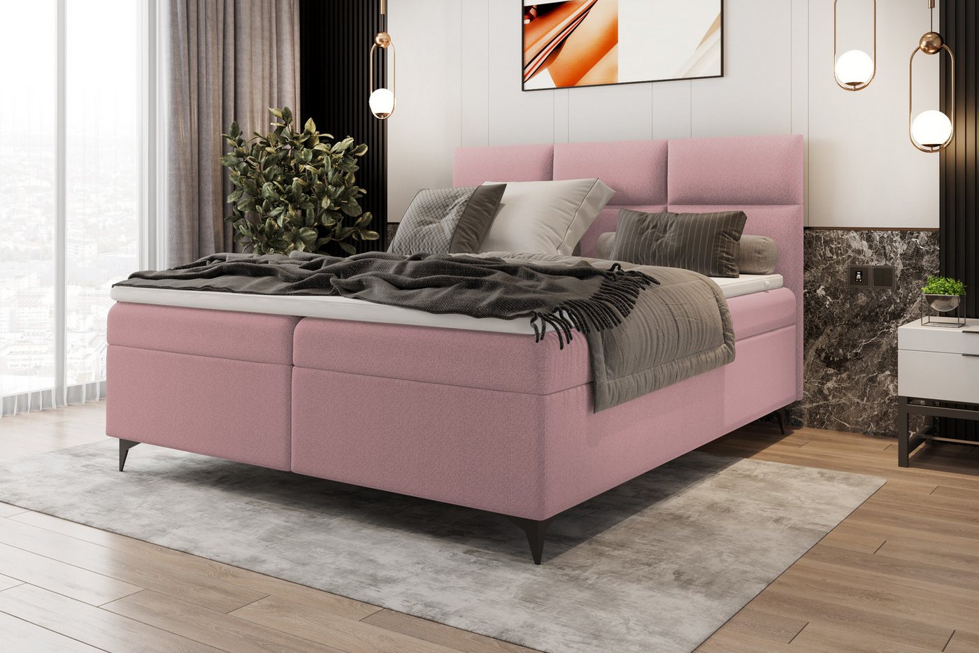 Stylefy Boxspringbett Libra (Schlafzimmerbett, Bett), gepolstert von Stylefy