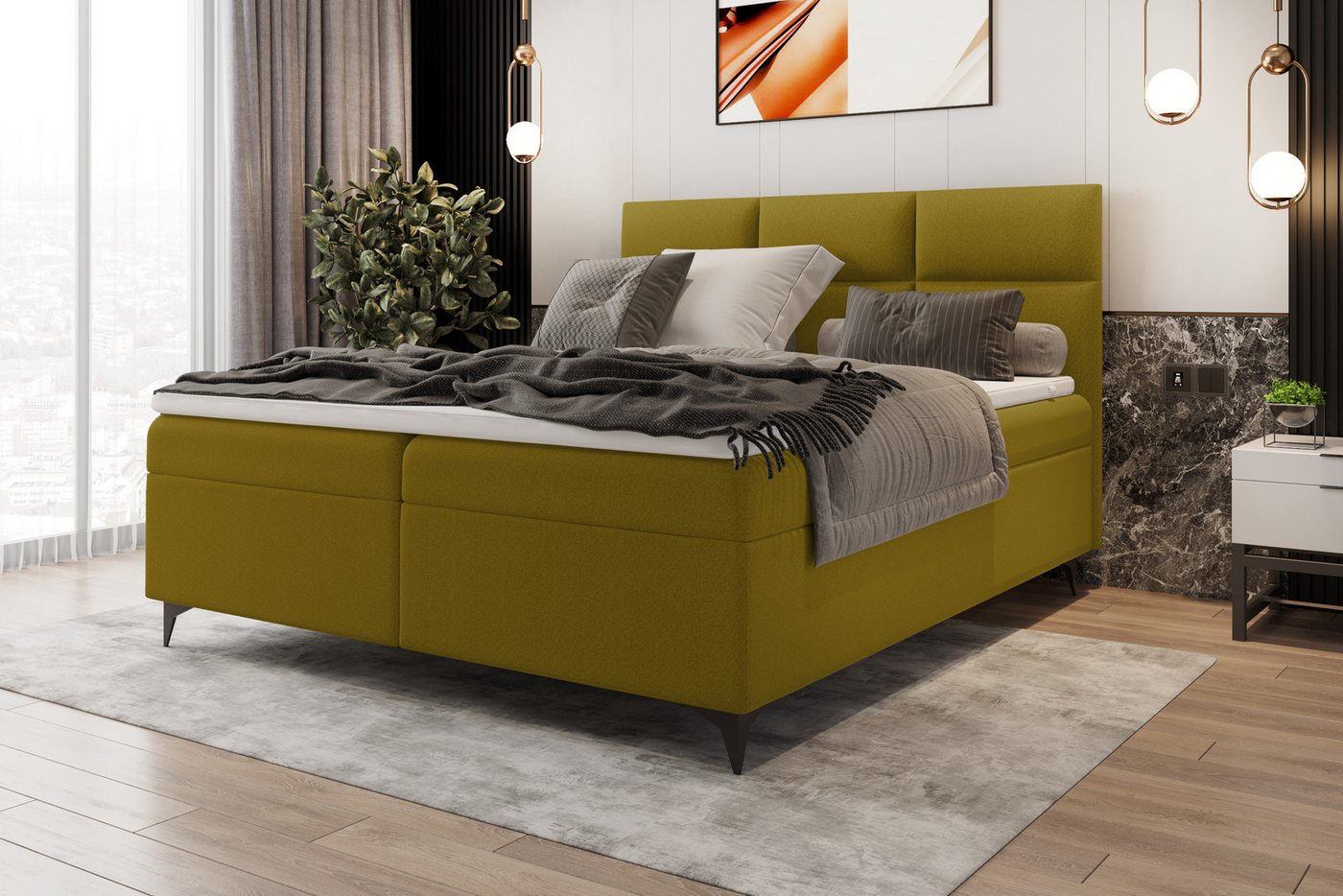 Stylefy Boxspringbett Libra (Schlafzimmerbett, Bett), gepolstert von Stylefy