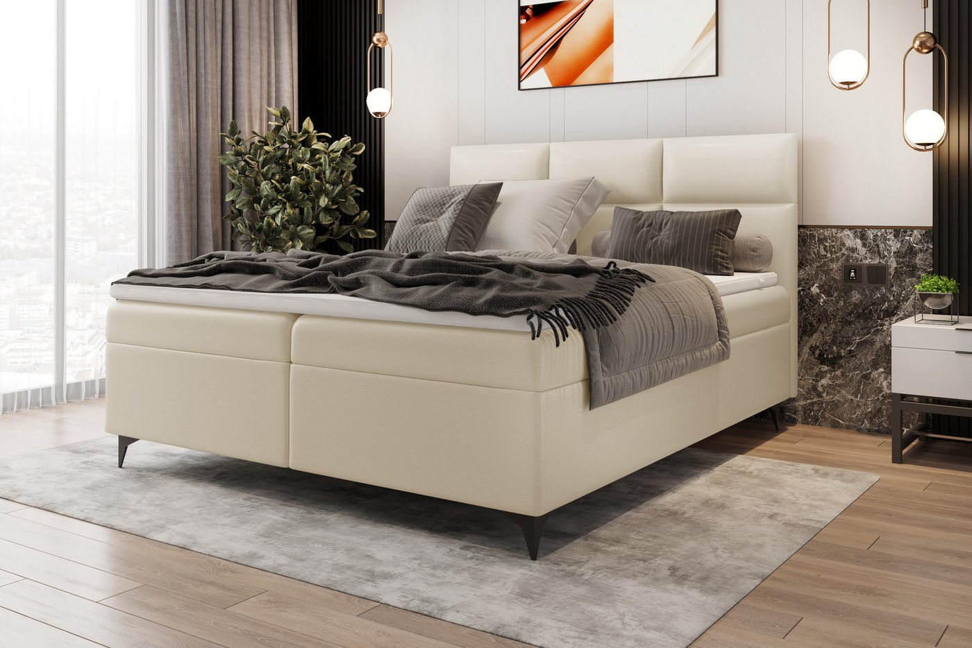 Stylefy Boxspringbett Libra (Schlafzimmerbett, Bett), gepolstert von Stylefy