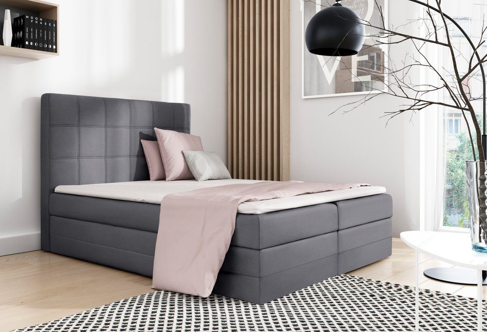 99rooms Boxspringbett Minor (Schlafzimmerbett, Bett), 120/140/160/180/200, mit Taschenfederkern Matratze, Topper, Bettkasten von 99rooms