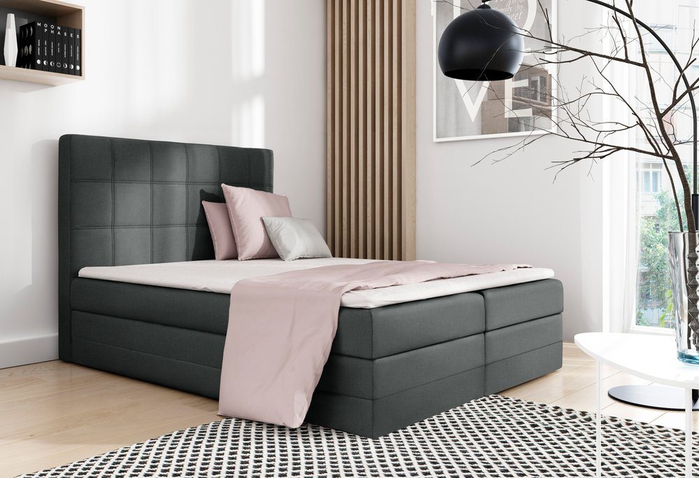 99rooms Boxspringbett Minor (Schlafzimmerbett, Bett), 120/140/160/180/200, mit Taschenfederkern Matratze, Topper, Bettkasten von 99rooms