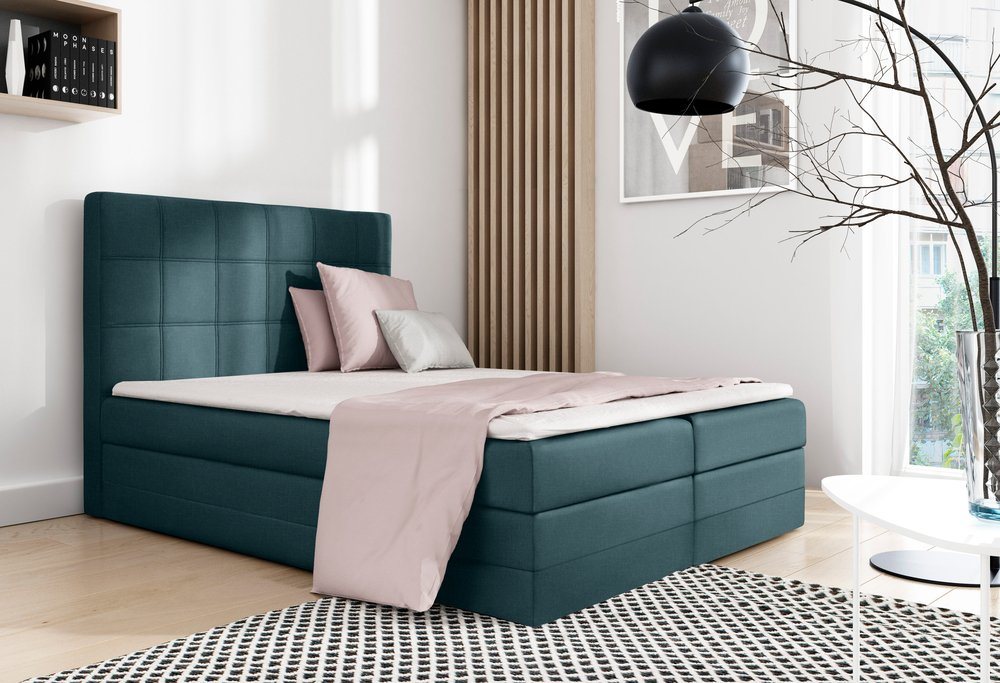 99rooms Boxspringbett Minor (Schlafzimmerbett, Bett), 120/140/160/180/200, mit Taschenfederkern Matratze, Topper, Bettkasten von 99rooms
