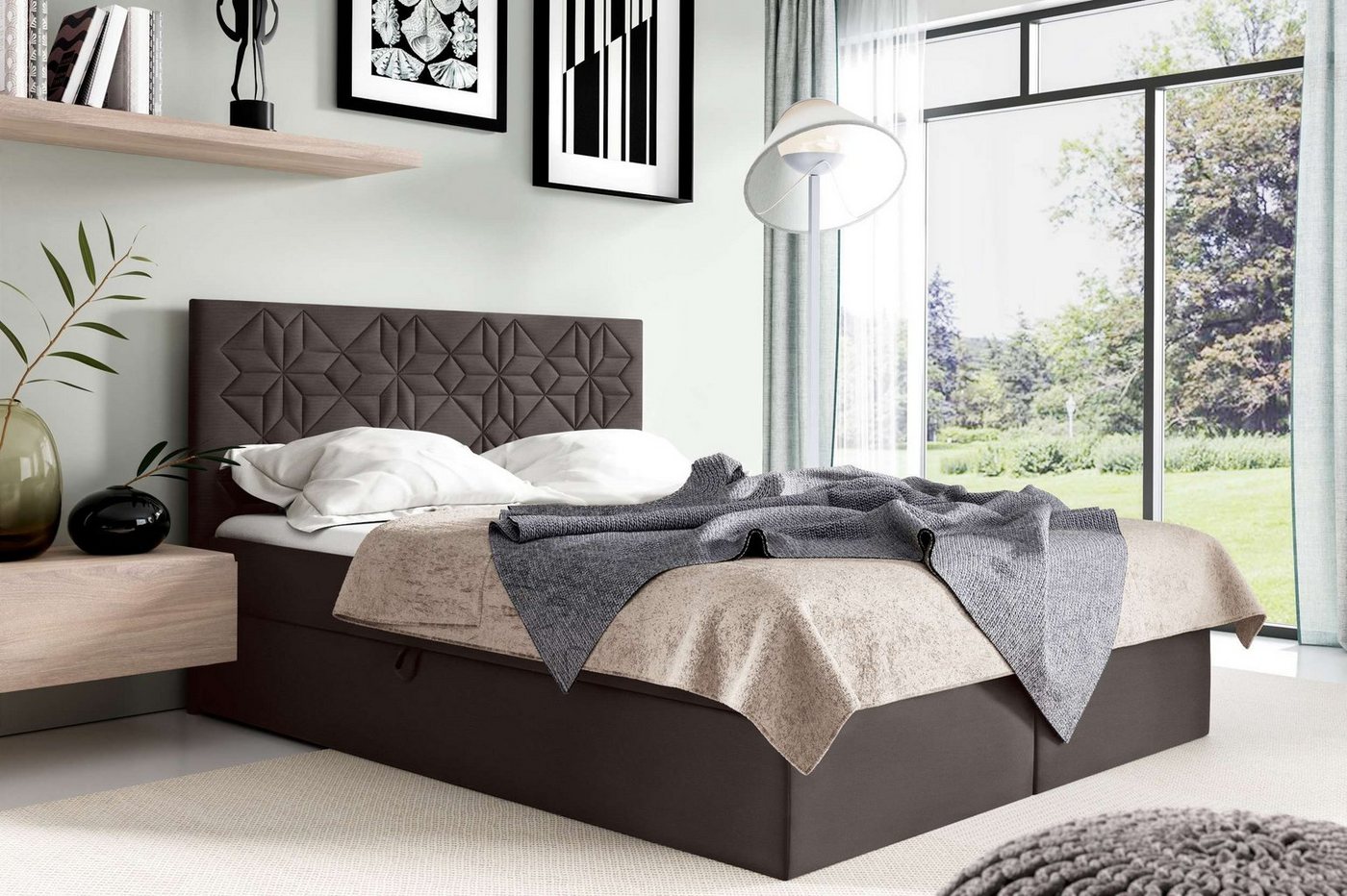 Stylefy Boxspringbett Montana (Schlafzimmerbett, Bett), 120/140/160/180/200x200, Bonellfederkern Matratze, Topper, Bettkasten von Stylefy