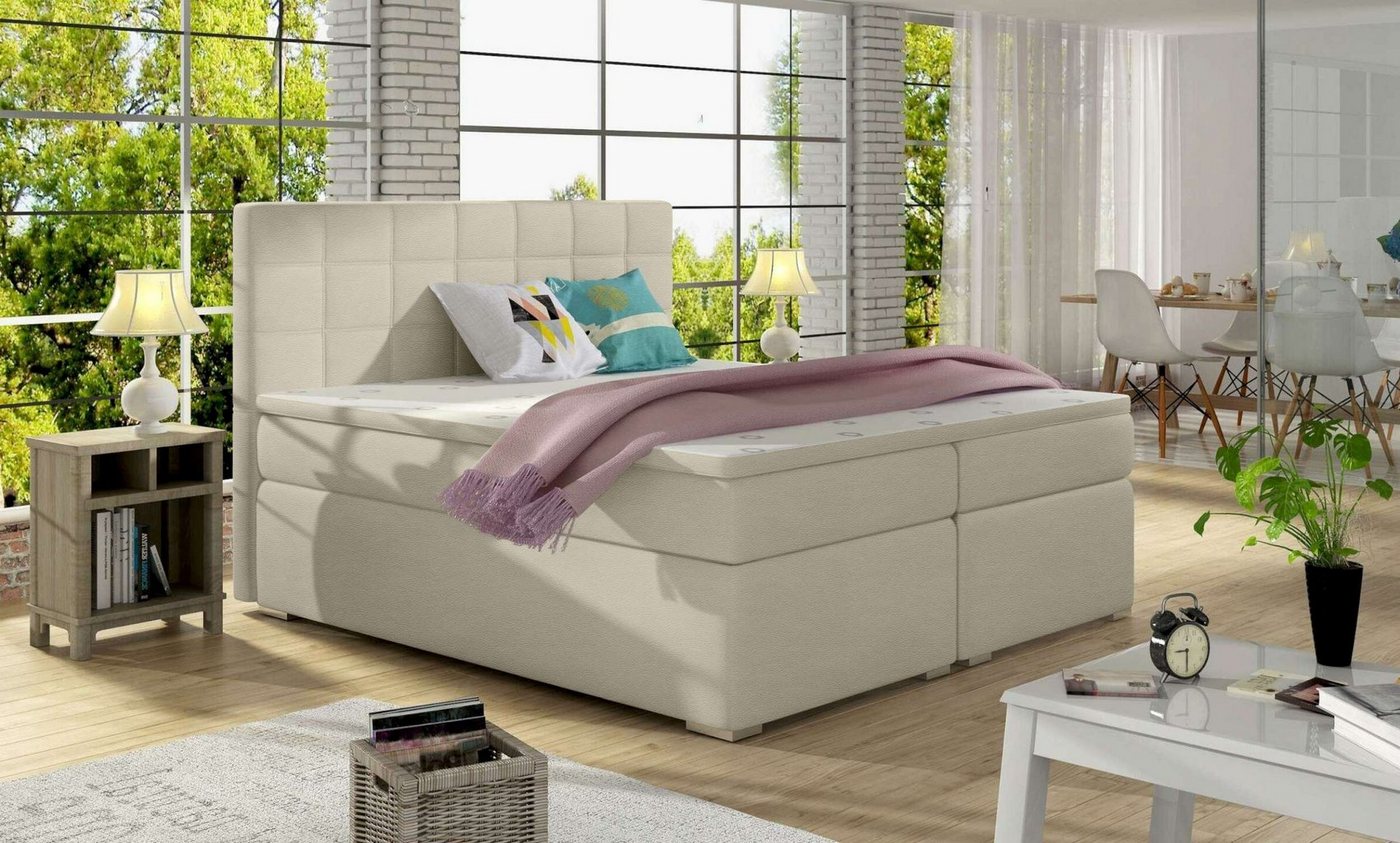 Stylefy Boxspringbett Neptune (Schlafzimmerbett, Bett), 140/160/180 x 200 cm, mit Topper, mit Bonellfederkern Matratze, Bettkasten, Kopfteil gepolstert von Stylefy