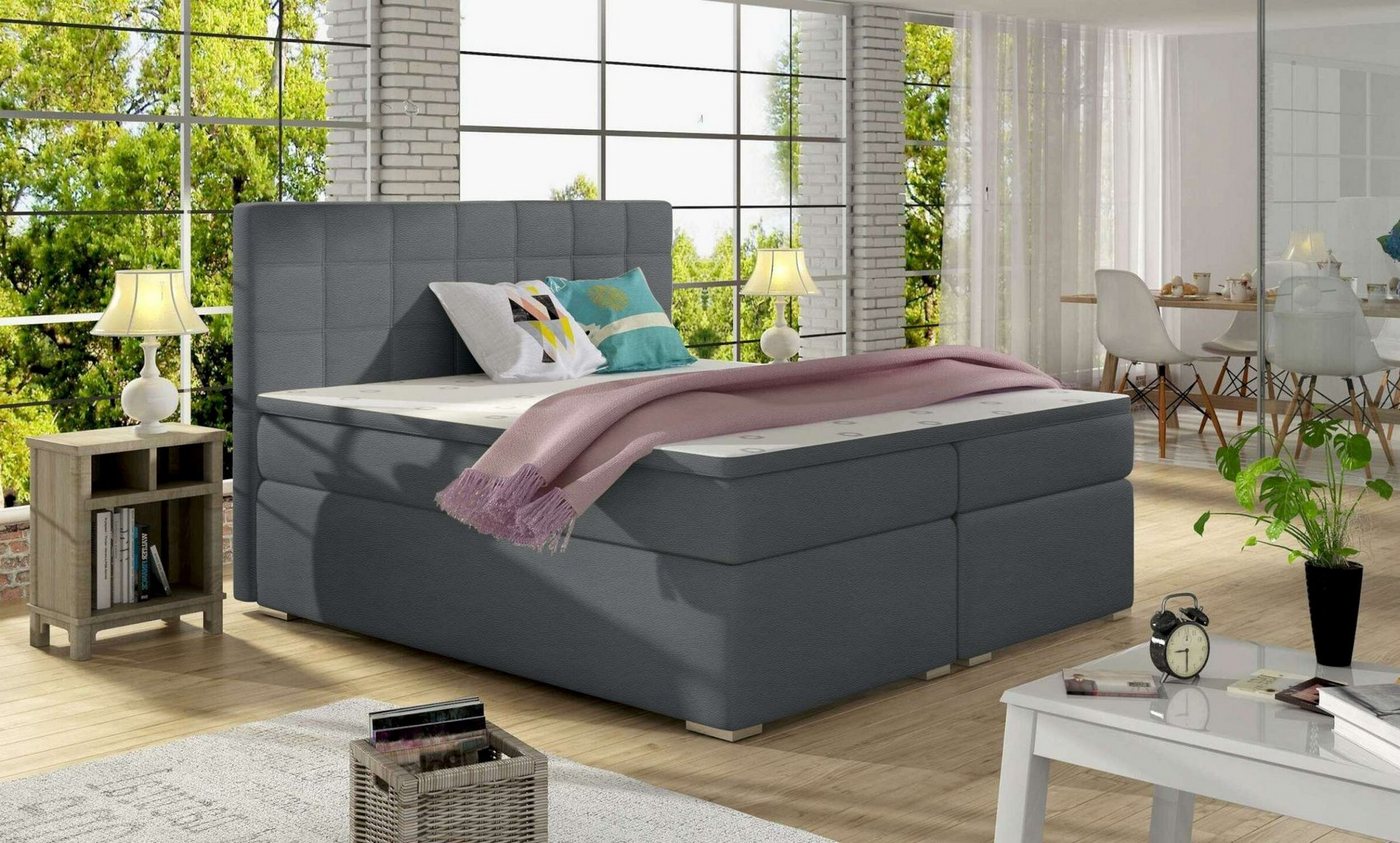 Stylefy Boxspringbett Neptune (Schlafzimmerbett, Bett), 140/160/180 x 200 cm, mit Topper, mit Bonellfederkern Matratze, Bettkasten, Kopfteil gepolstert von Stylefy