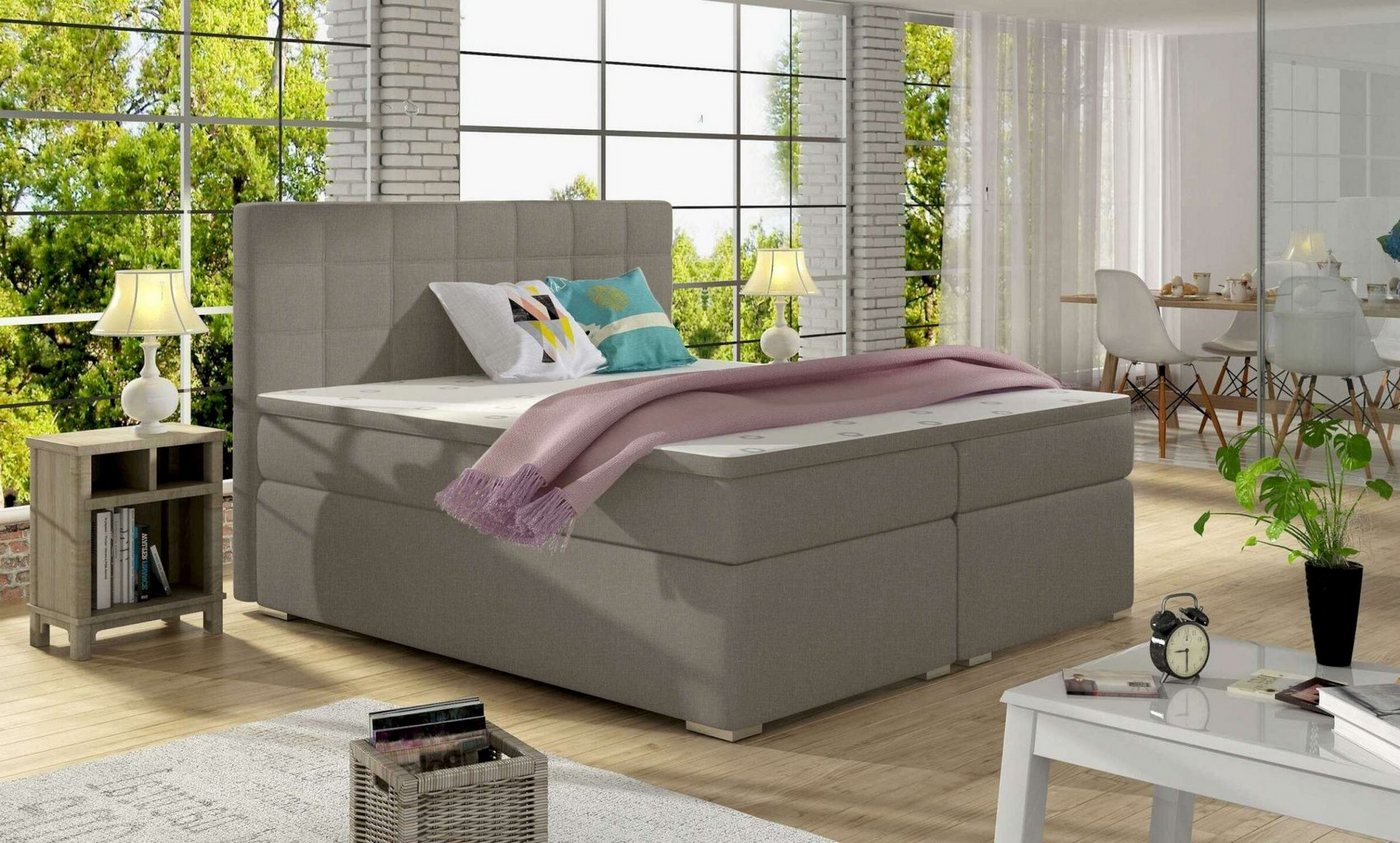 Stylefy Boxspringbett Neptune (Schlafzimmerbett, Bett), 140/160/180 x 200 cm, mit Topper, mit Bonellfederkern Matratze, Bettkasten, Kopfteil gepolstert von Stylefy