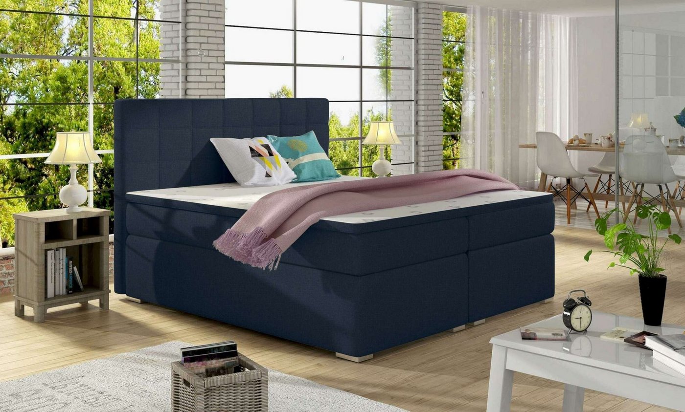 Stylefy Boxspringbett Neptune (Schlafzimmerbett, Bett), 140/160/180 x 200 cm, mit Topper, mit Bonellfederkern Matratze, Bettkasten, Kopfteil gepolstert von Stylefy