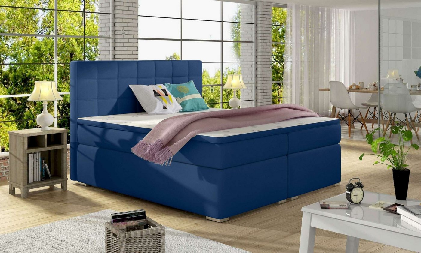 Stylefy Boxspringbett Neptune (Schlafzimmerbett, Bett), 140/160/180 x 200 cm, mit Topper, mit Bonellfederkern Matratze, Bettkasten, Kopfteil gepolstert von Stylefy