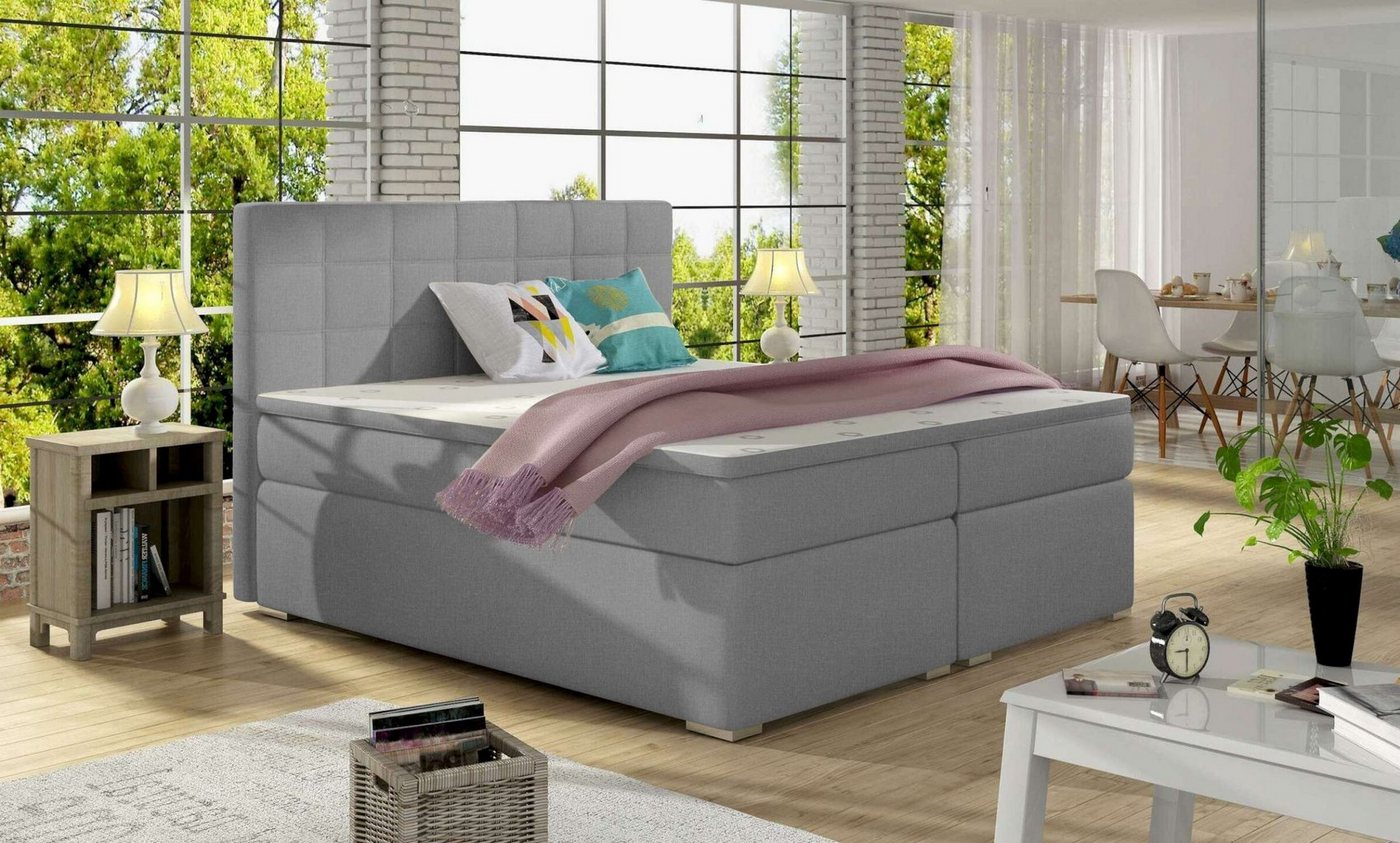 Stylefy Boxspringbett Neptune (Schlafzimmerbett, Bett), 140/160/180 x 200 cm, mit Topper, mit Bonellfederkern Matratze, Bettkasten, Kopfteil gepolstert von Stylefy