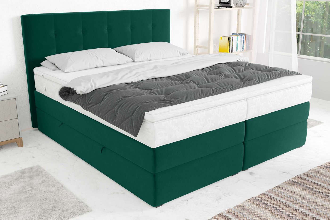99rooms Boxspringbett Palermo (Schlafzimmerbett, Bett), wahlweise mit Bonell- oder Taschenfederkern Matratze, mit Topper von 99rooms