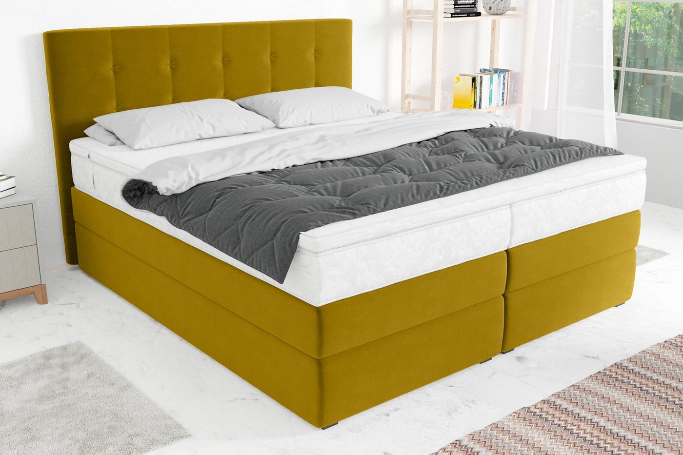 Stylefy Boxspringbett Palermo (Schlafzimmerbett, Bett), gepolstert von Stylefy