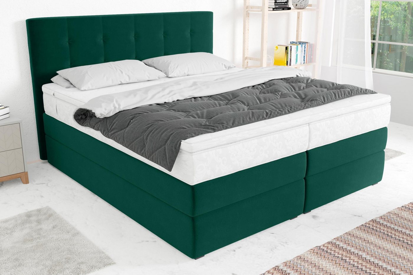 99rooms Boxspringbett Palermo (Schlafzimmerbett, Bett), wahlweise mit Bonell- oder Taschenfederkern Matratze, mit Topper von 99rooms