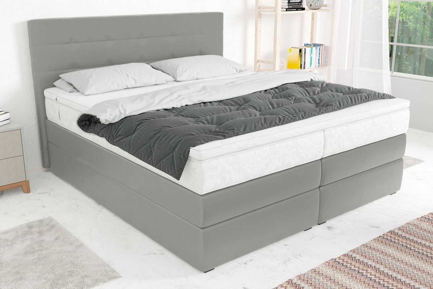 Stylefy Boxspringbett Palermo (Schlafzimmerbett, Bett), gepolstert von Stylefy