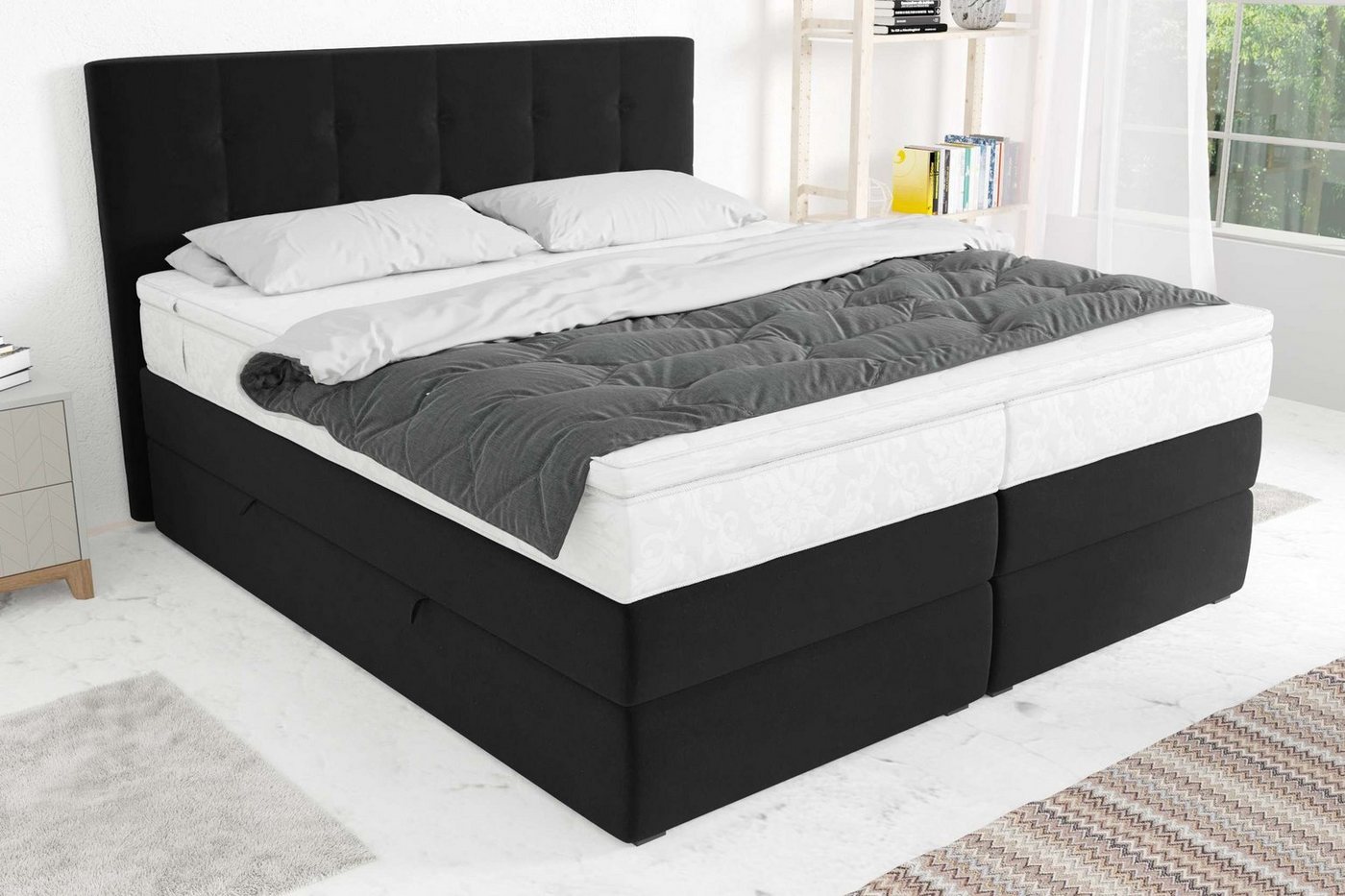 Stylefy Boxspringbett Palermo (Schlafzimmerbett, Bett), gepolstert von Stylefy