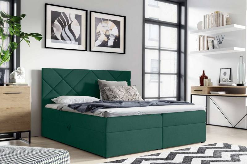 Stylefy Boxspringbett Pietro (Schlafzimmerbett, Bett), 120/140/160/180/200x200, Bonellfederkern Matratze, Topper, Bettkasten von Stylefy