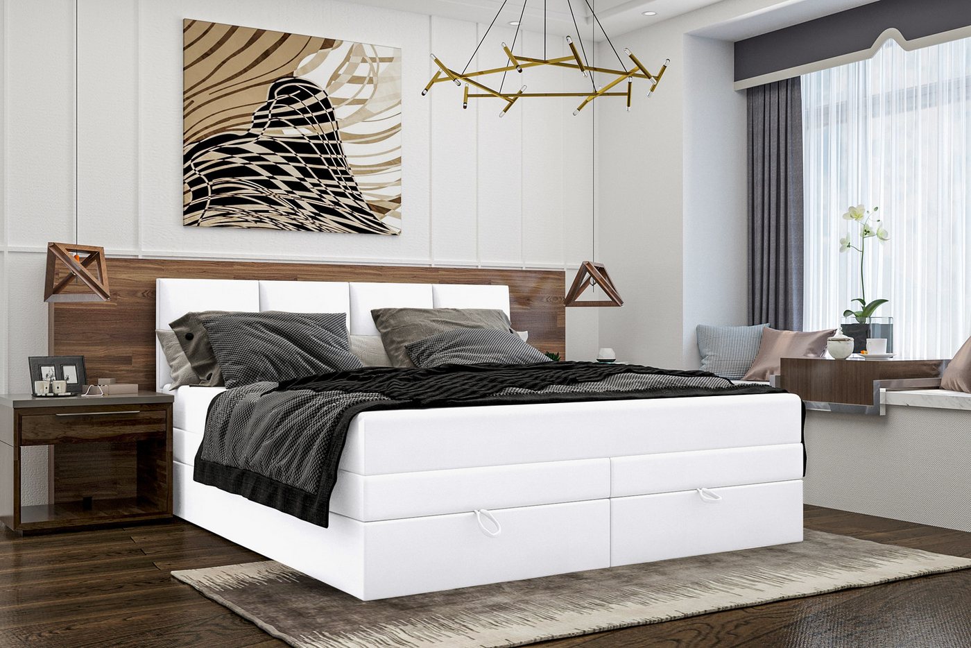 99rooms Boxspringbett Praga (Schlafzimmerbett, Bett), 140/160/180 x 200 cm, mit Taschenfederkern Matratze, mit Bettkasten von 99rooms