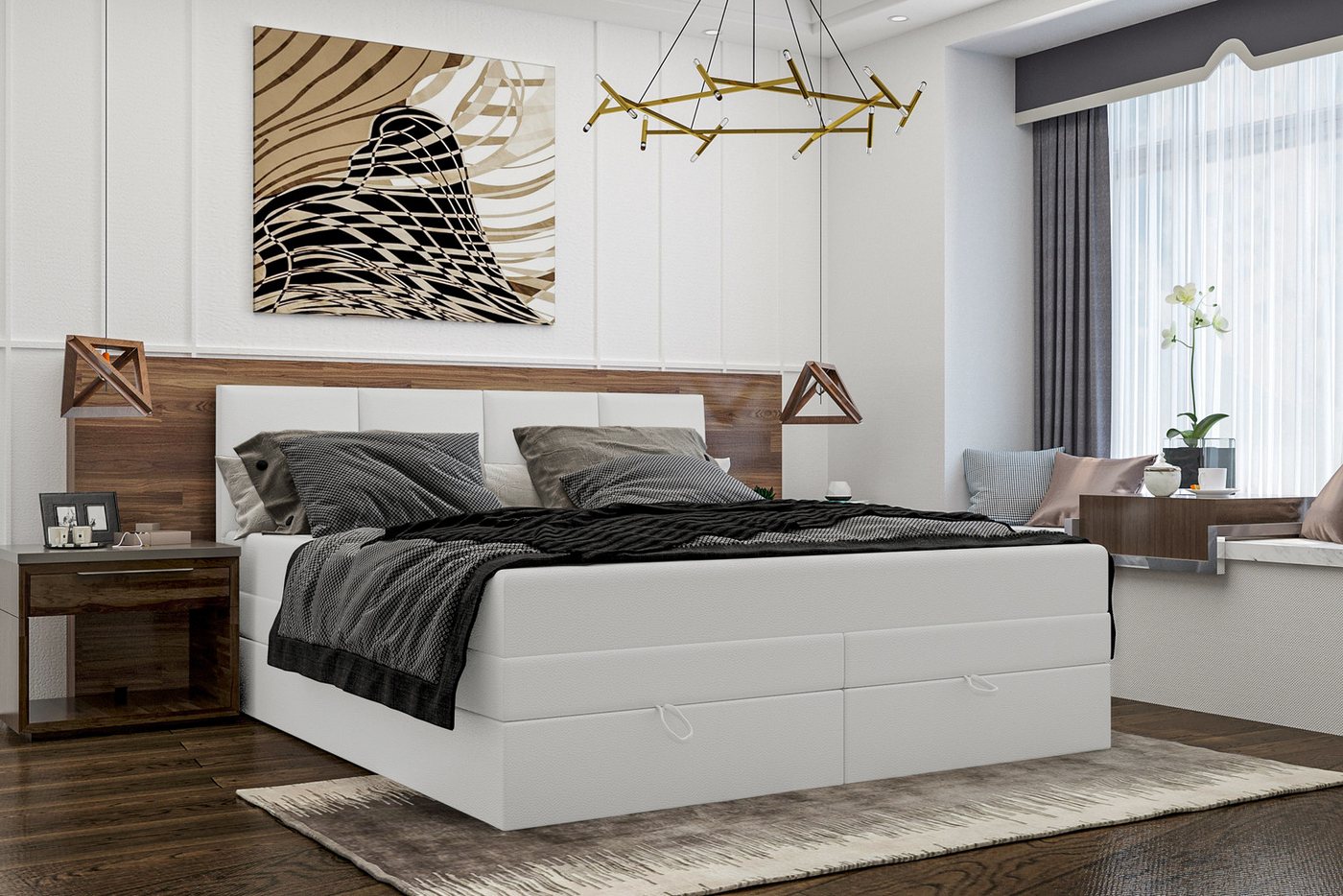 99rooms Boxspringbett Praga (Schlafzimmerbett, Bett), 140/160/180 x 200 cm, mit Taschenfederkern Matratze, mit Bettkasten von 99rooms