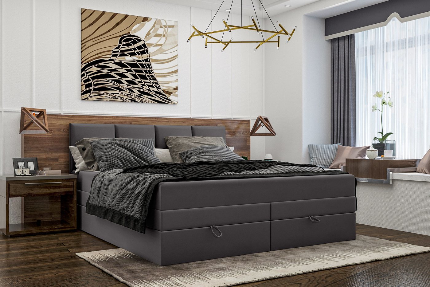 Stylefy Boxspringbett Praga (Schlafzimmerbett, Bett), gepolstert von Stylefy