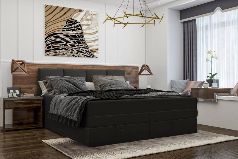 99rooms Boxspringbett Praga (Schlafzimmerbett, Bett), 140/160/180 x 200 cm, mit Taschenfederkern Matratze, mit Bettkasten von 99rooms