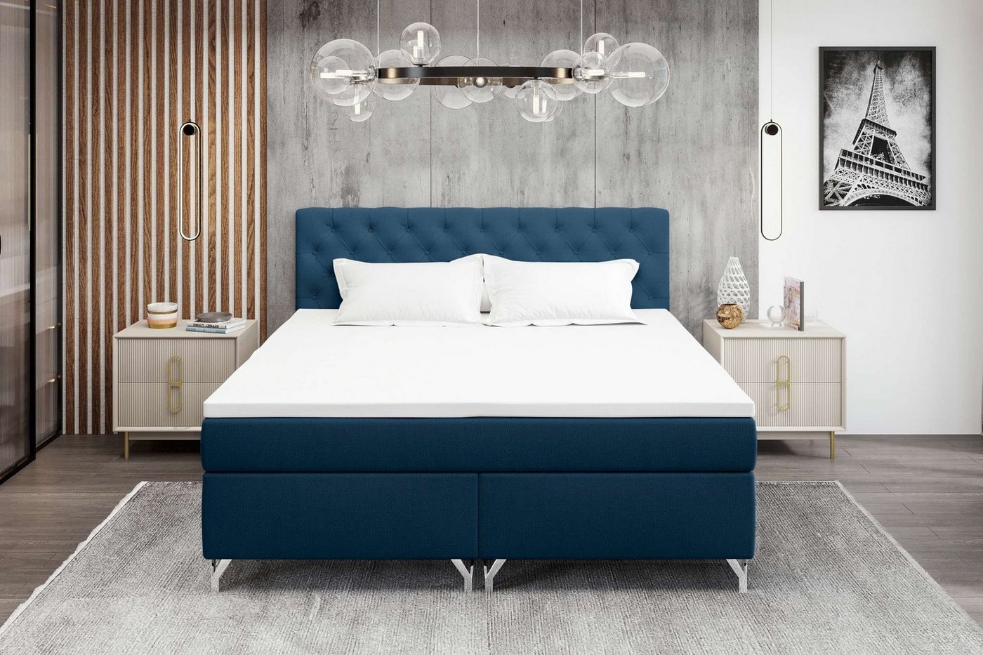 Stylefy Boxspringbett Prestige (Schlafzimmerbett, Bett), 140/160/180 x 200 cm, mit Bonellfederkern Matratze und Topper von Stylefy