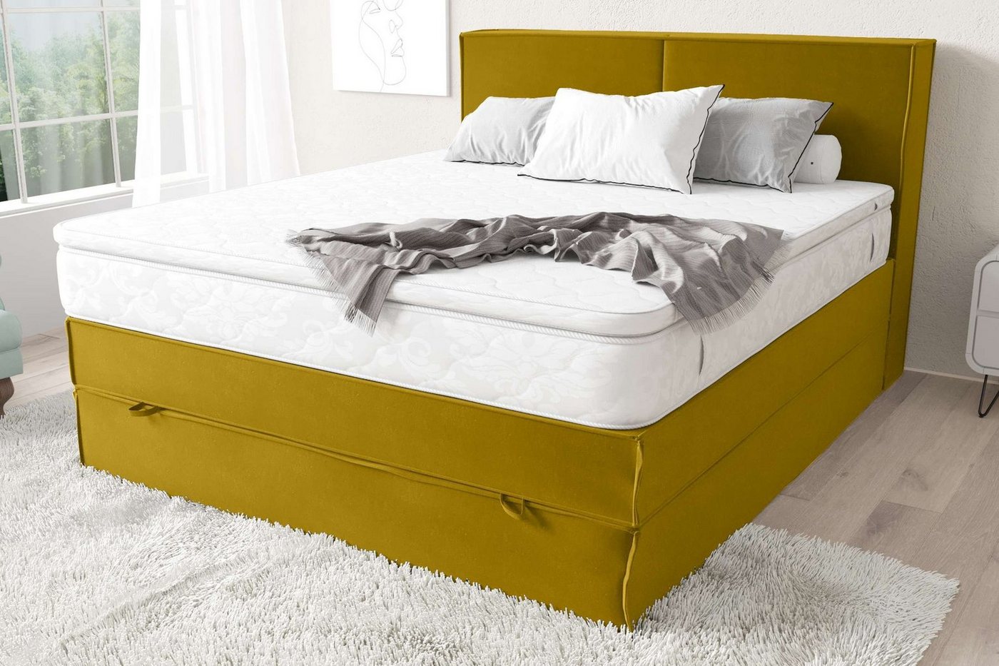 Stylefy Boxspringbett Sidney (Schlafzimmerbett, Bett), gepolstert von Stylefy