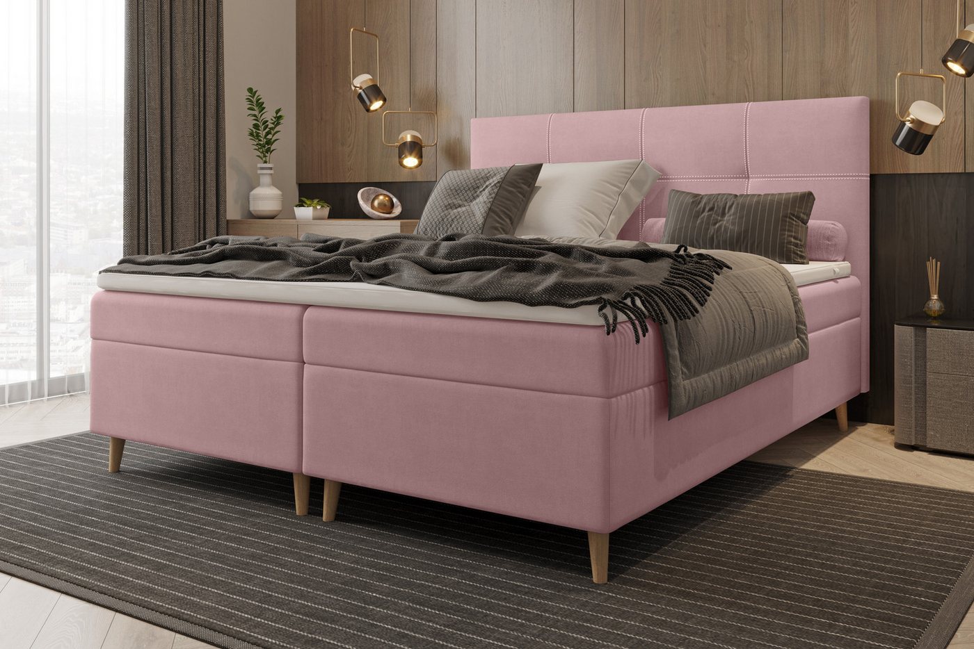99rooms Boxspringbett Skandie (Schlafzimmerbett, Bett), wahlweise mit Topper, mit Taschenfederkernmatratze und Bettkasten von 99rooms
