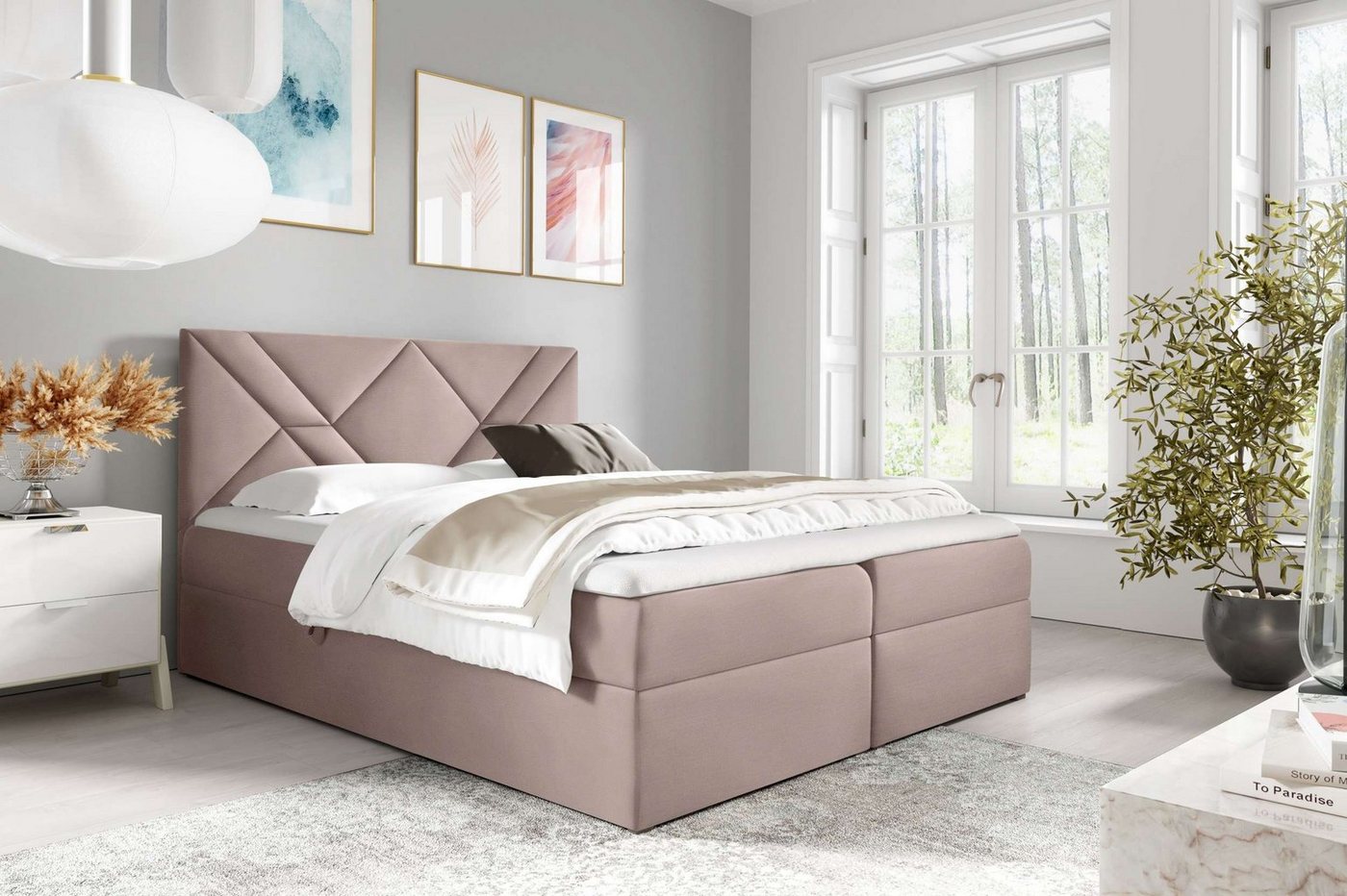 Stylefy Boxspringbett Umbro (Schlafzimmerbett, Bett), mit Bonellfederkern Matratze, Topper, Bettkasten, Kopfteil gepolstert von Stylefy