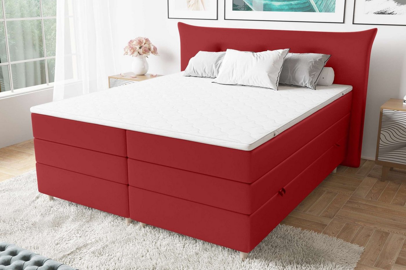 Stylefy Boxspringbett Zeus (Schlafzimmerbett, Bett), Knopfheftung von Stylefy