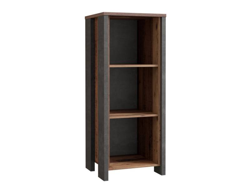 99rooms Bücherregal Califfo Altes Holz Optik Beton Optik, Standregal, Wohnmöbel, mit 3 Fächer, viel Stauraum, aus Holzwerkstoff, Industrial Design von 99rooms