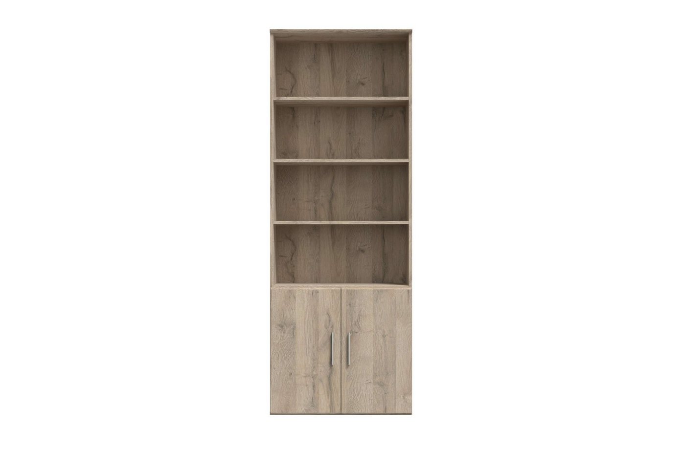 Stylefy Bücherregal Mirdi, Bücherregal, Highboard, Schrank, mit 4 offenen Fächern, 2 Türen, aus Holzwerkstoff von Stylefy