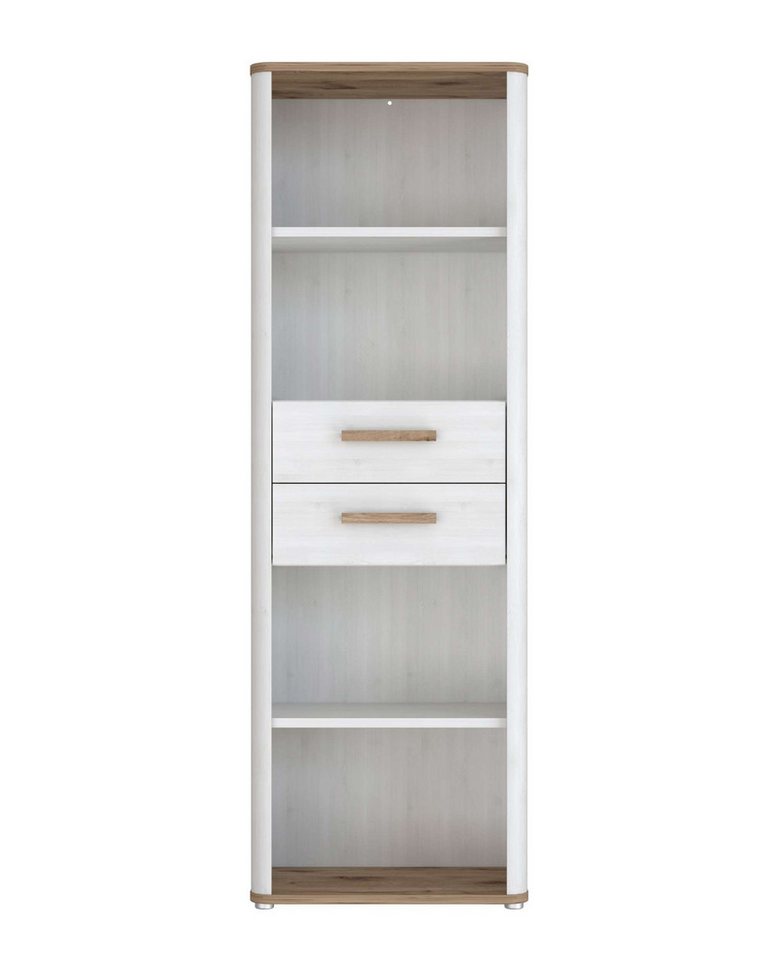 Stylefy Bücherregal Omai, Highboard, Schrank, mit 2 Schubladen, 4 offenen Fächern, LED-Beleuchtung optional von Stylefy