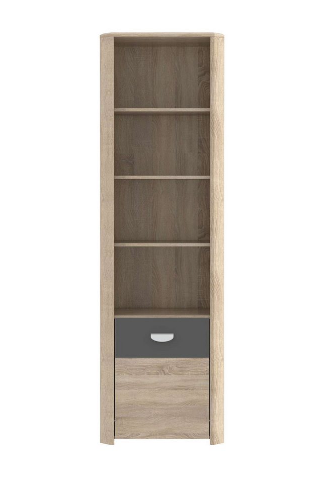 Stylefy Bücherregal Yonas, Bücherregal, Highboard, Schrank, mit 1 Tür, mit 4 offene Fächer, aus Holzwerkstoff von Stylefy