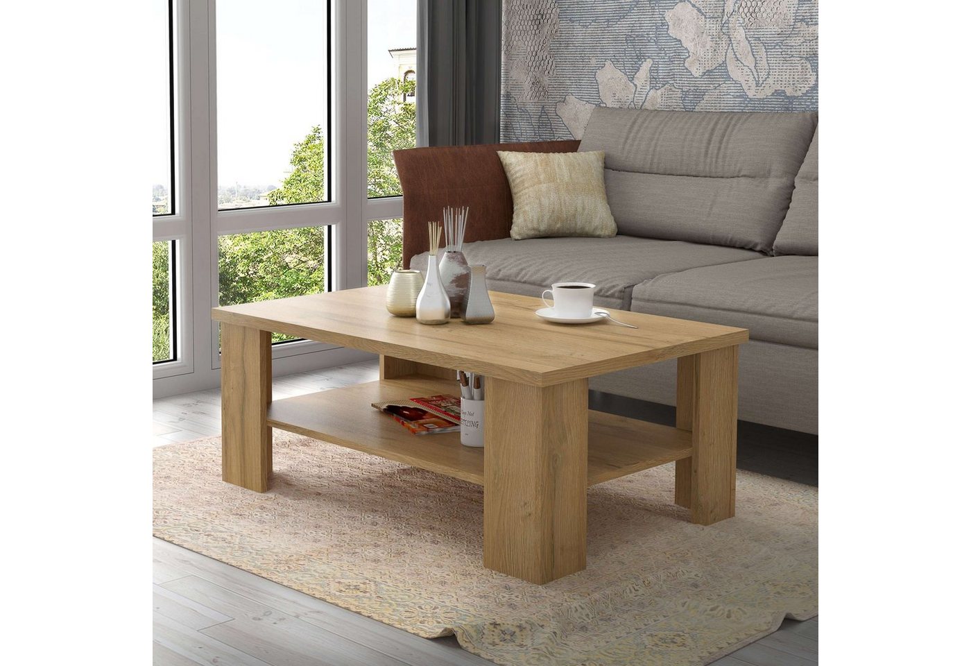 Stylefy Couchtisch Hanna (Wohzimmertisch, Beistelltisch), mit viel Stauraum unter Tischplatte, Modern, aus Spanplatte von Stylefy