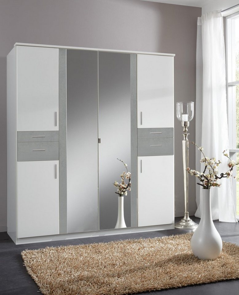 Stylefy Drehtürenschrank Embu (Kleiderschrank, Mehrzweckschrank) 5-türig, mit Spiegel, aus Holzwerkstoff, mit Schubladen, Modern Design, viel Stauraum von Stylefy