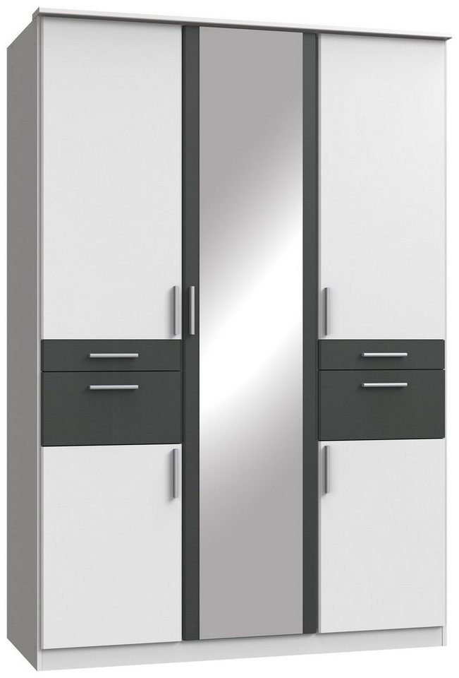 Stylefy Drehtürenschrank Embu (Kleiderschrank, Mehrzweckschrank) 5-türig, mit Spiegel, aus Holzwerkstoff, mit Schubladen, Modern Design, viel Stauraum von Stylefy