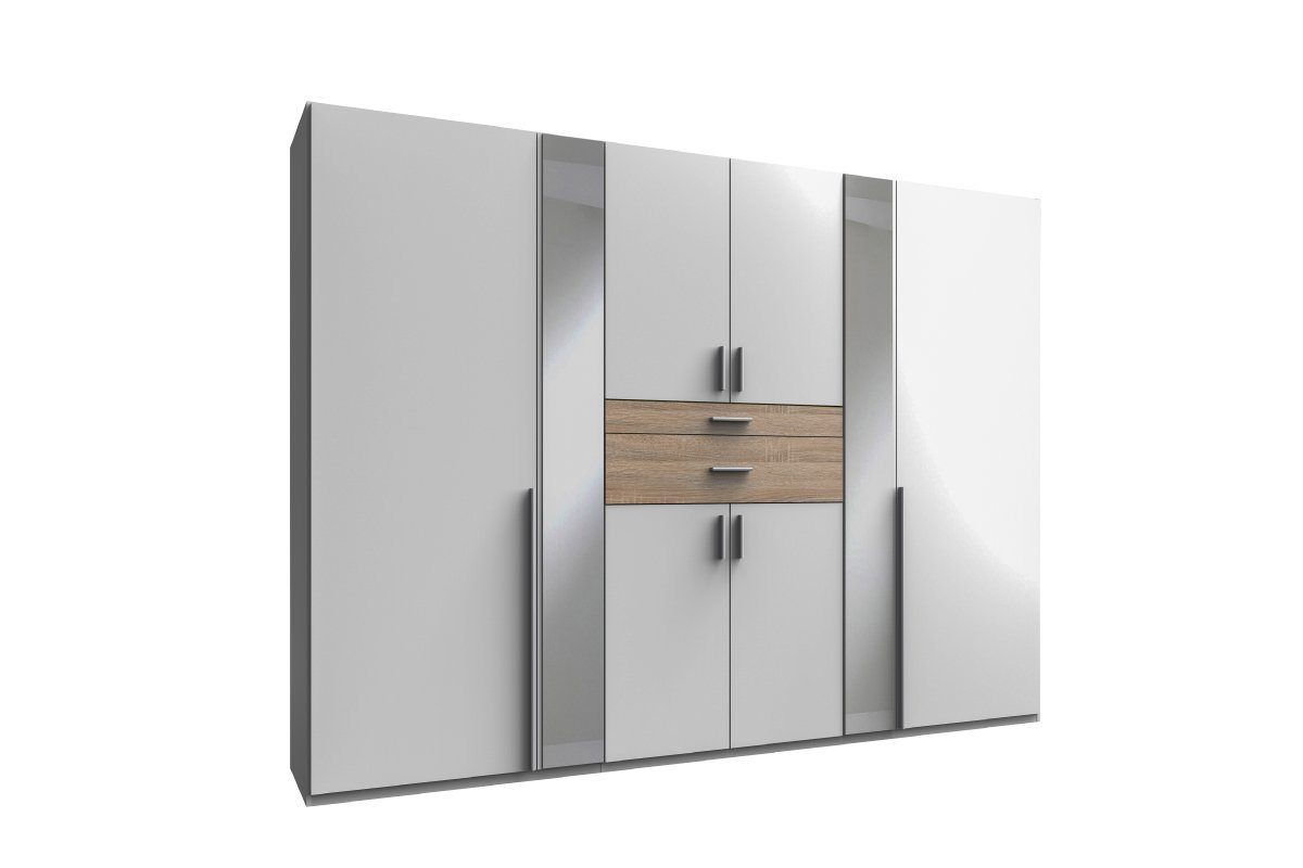 Stylefy Drehtürenschrank Ottawa II (Kleiderschrank, Mehrzweckschrank) 8-türig, aus Holzwerkstoff, Modern Design, viel Stauraum, mit Spiegel und Schubladen, variabel stellbar von Stylefy