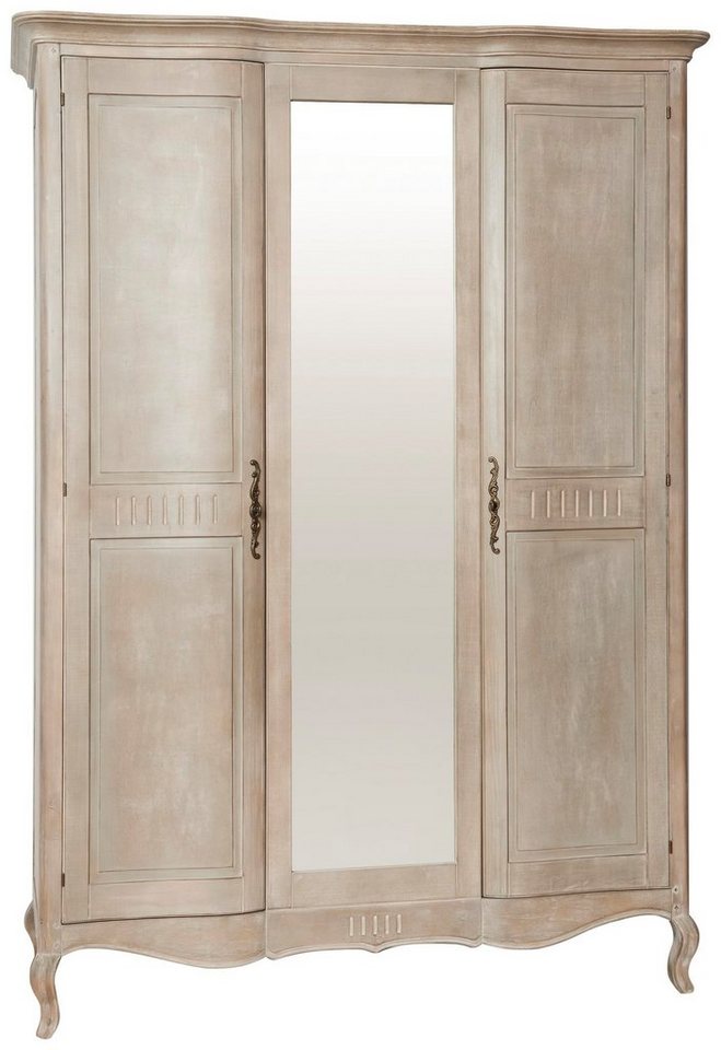 Stylefy Drehtürenschrank Venezia Birke Beige (Kleiderschrank, Mehrzweckschrank) 2-türig, mit Spiegel, aus Massivholz, viel Stauraum, Landhausstil von Stylefy